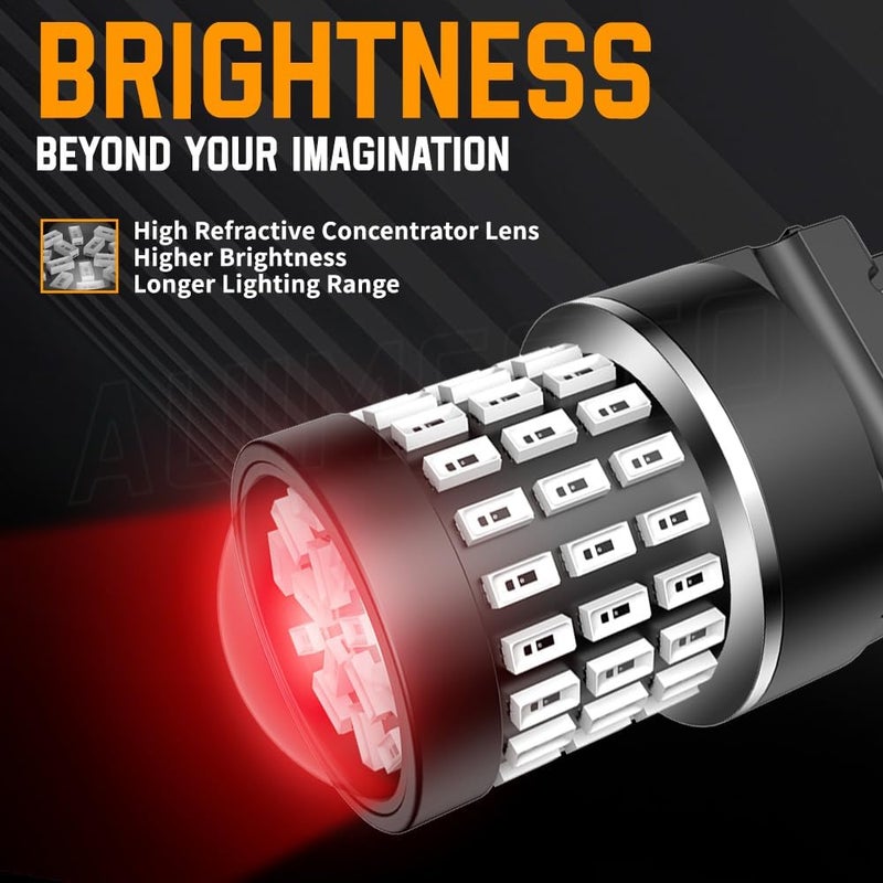 AUIMSOCO 3157 LED Bulb Red, Super Bright Brake/Tail Light Bulb for Toyota Tacoma(2005 2006 2007 2008 2009 2011 2012 2013 2014), 300% Brighter 4000LM, Plug & Play, Pack of 2 - Image 4